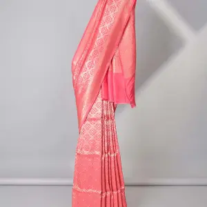 Pink jaal jacquard banarasi silk saree